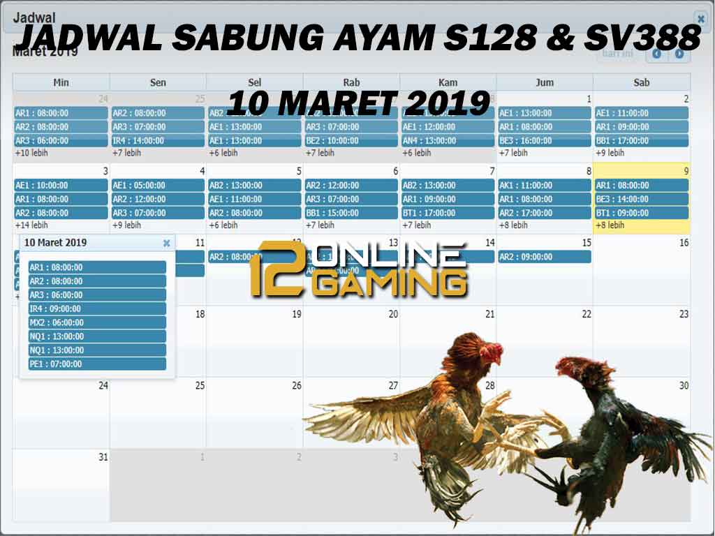 Jadwal Sabung Ayam S128 Dan SV388 10 Maret 2019