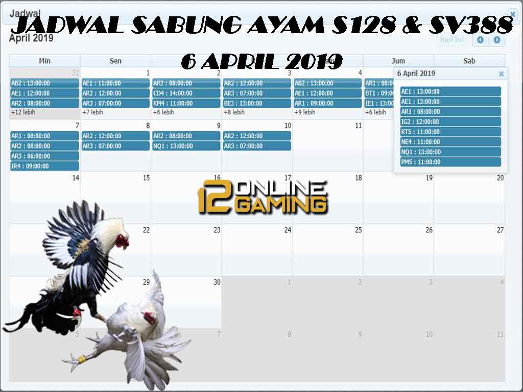 Jadwal Sabung Ayam S128 Dan SV388 6 April 2019