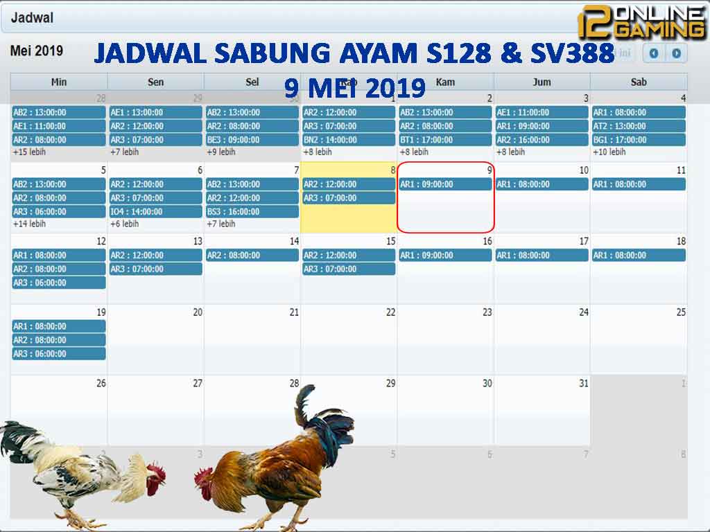 Jadwal Sabung Ayam S128 Dan SV388 9 Mei 2019