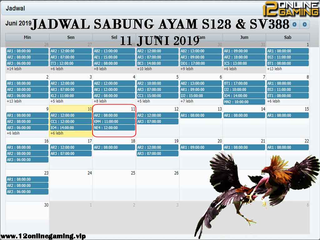 Jadwal Sabung Ayam S128 Dan SV388 11 Juni 2019
