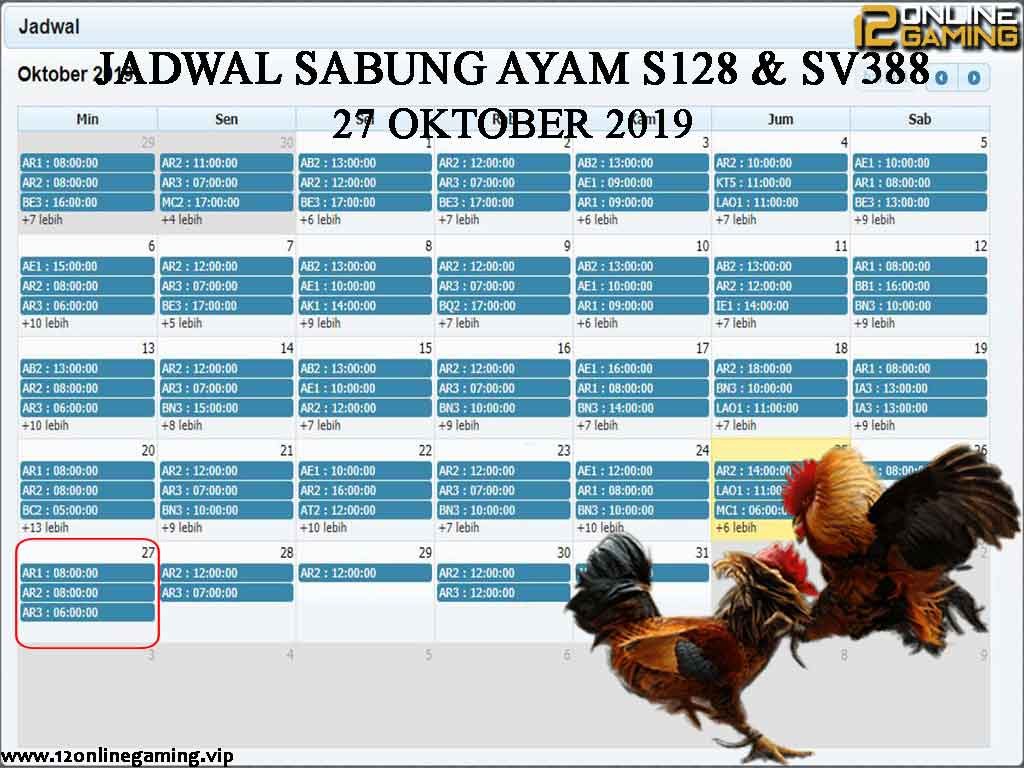 Jadwal Sabung Ayam S128 Dan SV388 27 Oktober 2019