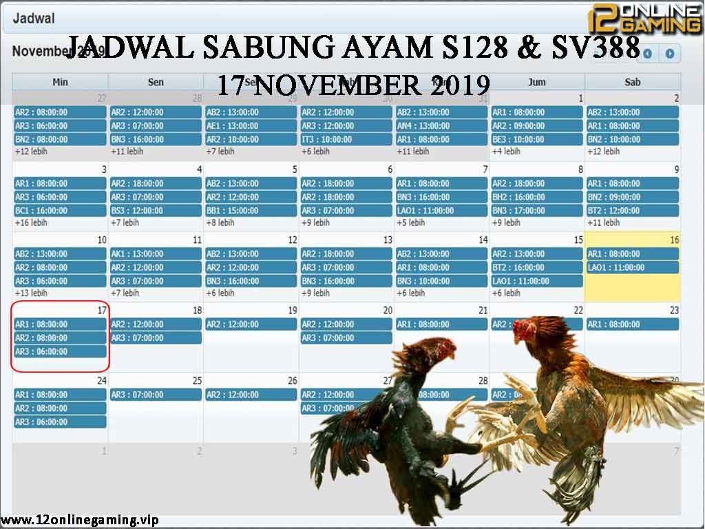 Jadwal Sabung Ayam S128 Dan SV388 17 November 2019