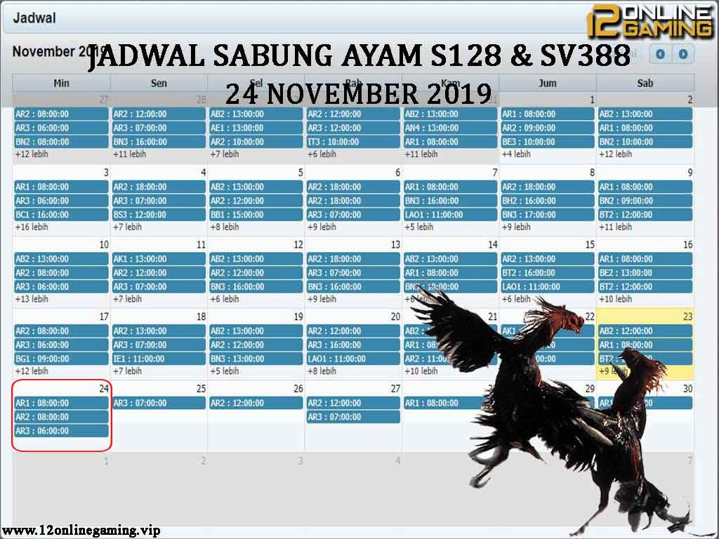 Jadwal Sabung Ayam S128 Dan SV388 24 November 2019